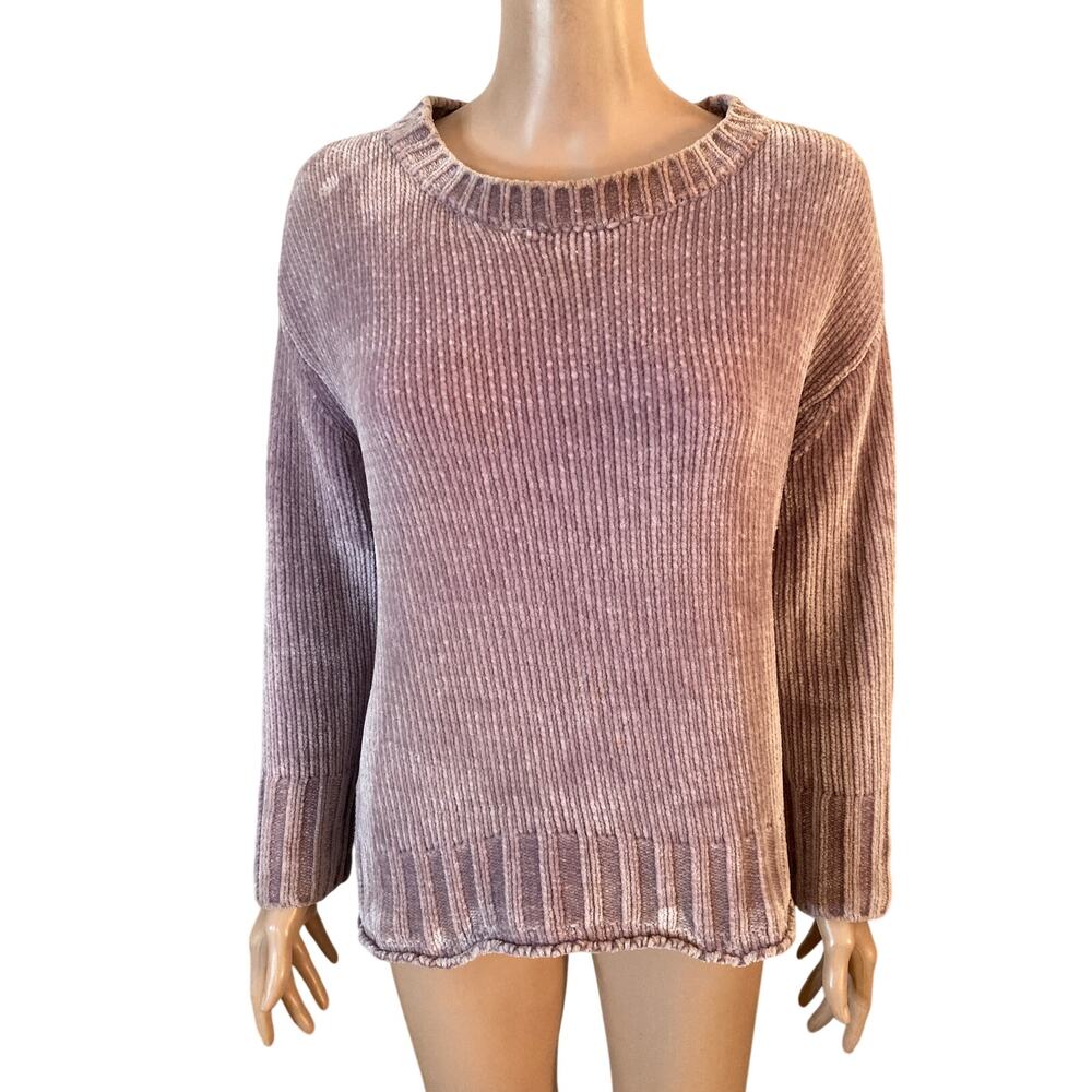 Max Studio Lilac Chenille Sweater Cozy Ribbed Soft Plush Pullover Size M